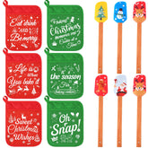Yaomiao manoplas para ollas con motivos navideños en rojo; protección al tacto caliente.