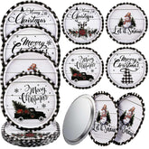 Yaomiao platos navidad cuadros negro y blanco 32 cm, ideales para servir postres.