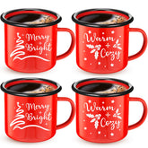 Yaomiao, tazas esmaltadas navidad frontal, ideal para decorar y disfrutar café navideño.