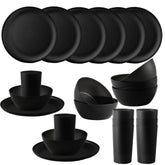 YARRGGU set de cena 24 piezas negro para comidas familiares