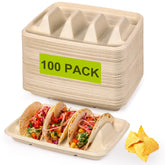 Soportes taco desechables de Yecerudip para fiestas con capacidad de 100 unidades.