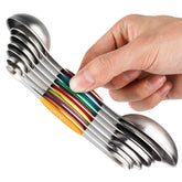 Cucharas medidoras YellRin de dos caras en acero inoxidable para líquidos.