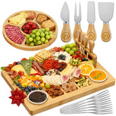 YES4QUALITY tableros charcutería deluxe de bambú, gran superficie para servir con estilo