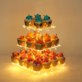 Torre de cupcakes YestBuy 3 niveles de cristal para exhibición elegante