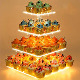 YestBuy torre cupcakes 4 niveles acrílica, exhibición elegante para pasteles.