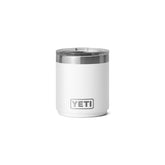 YETI Rambler 10 oz Lowball 2.0, vista frontal del diseño blanco, ideal para uso diario.