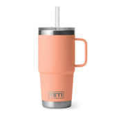 YETI Rambler 25 oz con Asa y Tapa de Sorbo – Vaso de Viaje con Aislamiento al Vacío, Acero Inoxidable, Color Durazno