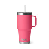YETI Rambler 35 oz con asa y tapa pajilla en rosa tropical, listo para uso diario.