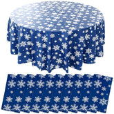 Mantel navideño redondo YEXEXINM 84 pulgadas con copos de nieve, protección y estilo.