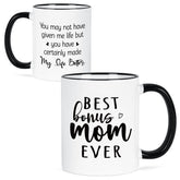 YHRJWN Bonus Mom frente con corazón, regalo emotivo para mamá.