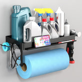YIGII porta-rollos de pared con estante y teléfono, ideal para garaje ordenado.