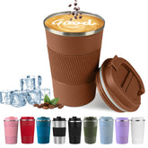 YINBAOGE taza de viaje con aislamiento doble mantiene bebidas calientes o frías por más tiempo.