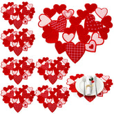 Manteles Yingzhao con corazones bordados rojos y rosas para mesas románticas.
