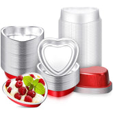 Yinkin pan corazón de aluminio 9oz con tapa para hornear porciones