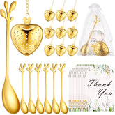 Cucharas de té Yiyiring con forma de hoja en dorado para mezclar y servir.