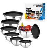 Conjunto YJSLICT de cuencos para mezclar y almacenar ensaladas con tapa hermética