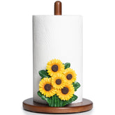 Porta-papel YLOVAN con girasol y base de madera estable para la encimera