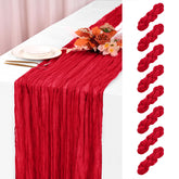 Mantel de gasa rojo de YMHPRIDE de 10 pies para mesas grandes, ideal para bodas