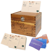 YOJO caja de recetas de madera con grabado frontal, ideal para conservar recetas familiares.