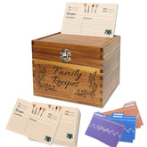 YOJO Caja de Recetas de Madera vista frontal, ideal para organizar recetas favoritas