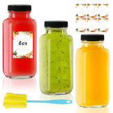 Botellas Yokodaza de vidrio 8 oz con tapas, perfectas para jugos frescos.