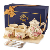 YOLIFE tetera de porcelana rosas vintage, ideal para ceremonias de té elegantes.