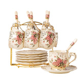 Tazas YOLIFE 8 onzas con rosas marfil, ideal para té diario.