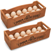 Portahuevos Youeon de madera para encimera con dos niveles, almacenamiento compacto y ventilación.