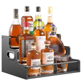 YQBRAO estante tres niveles para licor, exhibe botellas con estilo rústico.