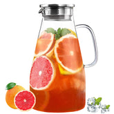 Jarra YUNCANG de vidrio 3qt con tapa de acero inoxidable, vertido sin goteo.