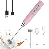 Espumador de leche YUSWKO rosa con 3 cabezas para textura cremosa