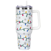 Vaso térmico Zbnisiw con asa y tapa navideña para transporte cómodo