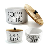 Zcblcyj soporte filtro de café en madera con tapa para almacenamiento limpio.