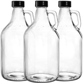 ZEAYEA growler de vidrio 64 oz con tapa y asa, ideal para cerveza.