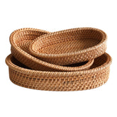 ZEAYEA set de cestas de rattan oval natural, ideal para pan y organización.