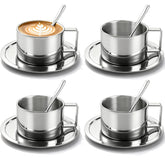 ZENFUN juego cuatro tazas café expreso 6-8 oz, conjunto práctico para servir capuchino