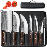 Conjunto ZENG de cuchillos para carnicería en estuche enrollable, ideal para uso diario.