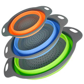 Colador plegable Zenovic 2qt en disco compacto, ideal para cocinas pequeñas.