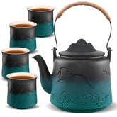 Tetera ZENS gradiente embossada en cerámica, lista para servir té con estilo.