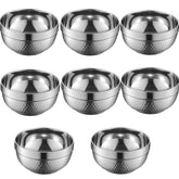 Zentriqlla: ocho cuencos de acero inoxidable 18/8, 5 pulgadas, ideales para porciones controladas.