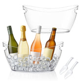 ZILAMGOO dos cubos de hielo acrílicos transparentes de 5,5 L en primer plano para fiestas.