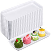 Bandejas rectangulares Ziliny 14x6 blancas para presentar aperitivos con estilo.