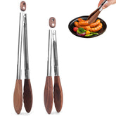 Tenazas ZLMXXT con punta de madera para cocinar, protege superficies antiadherentes.