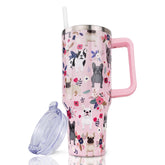 ZNYYZYBA taza bulldog francés 40oz con asa, ideal para llevar en paseos y viajes