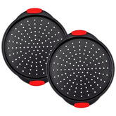 ZOEHROWS 13" pizza pan con agujeros para horneado crujiente y uniforme.