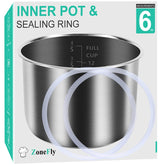 ZoneFly olla interior acero inoxidable 6 cuartos, compatible con olla de presión para cocción segura.