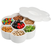 ZOOFOX bandeja dividida con tapa para aperitivos, fácil de almacenar y transportar.