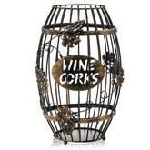 ZOOFOX contenedor de corchos, barril de metal, almacenamiento práctico para corchos.