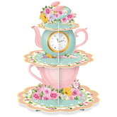 Zopeal soporte cupcakes té floral, ideal para fiesta temática.