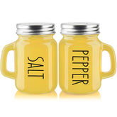 ZOSUJO juego de sal y pimienta amarillo retro en cristal, ideal para la mesa.